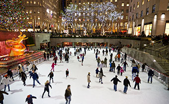 ice rink in front of Radio City Music Hall